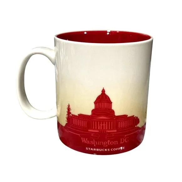 Starbucks Washington DC Collector Series City Mug 16 Oz 2009 Red Interior Monume - Picture 3 of 7
